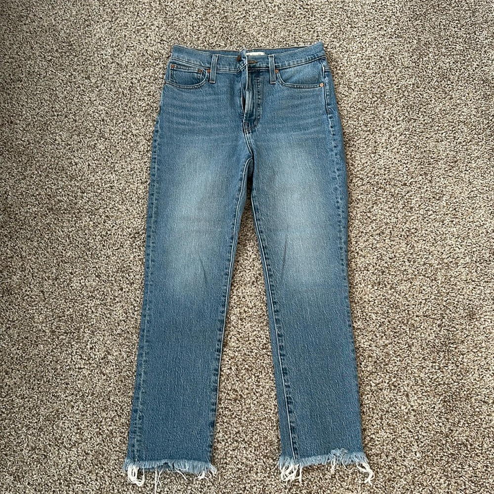 Madewell cut off perfect vintage high rise jeans, size 28
